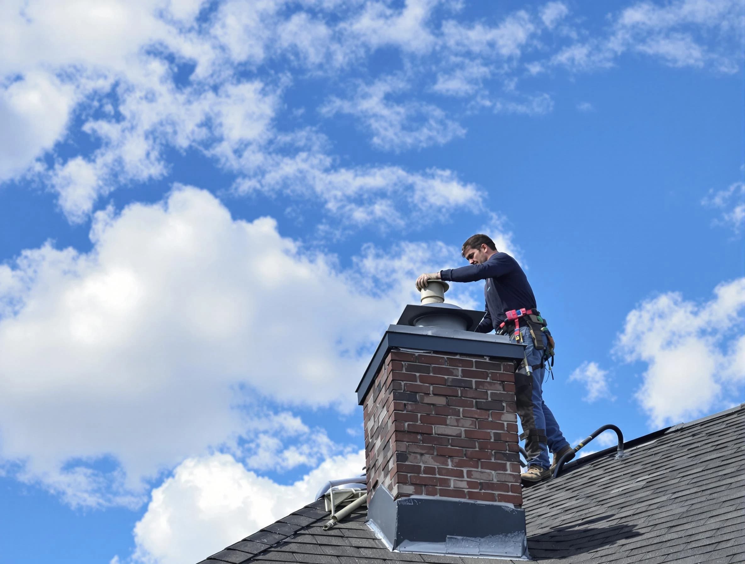 Birmingham Chimney Sweep installing a sturdy chimney cap in Birmingham, AL