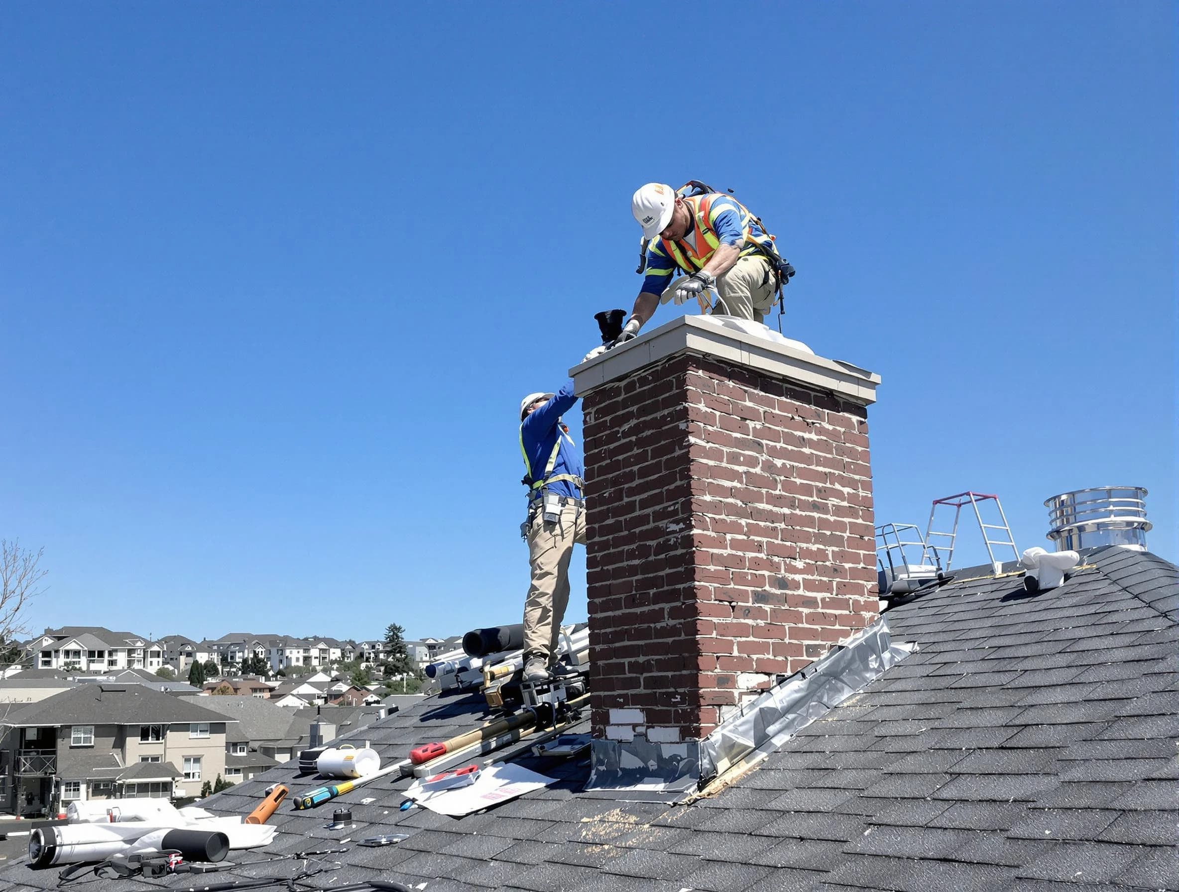 Birmingham Chimney Sweep repairing a chimney crown in Birmingham, AL