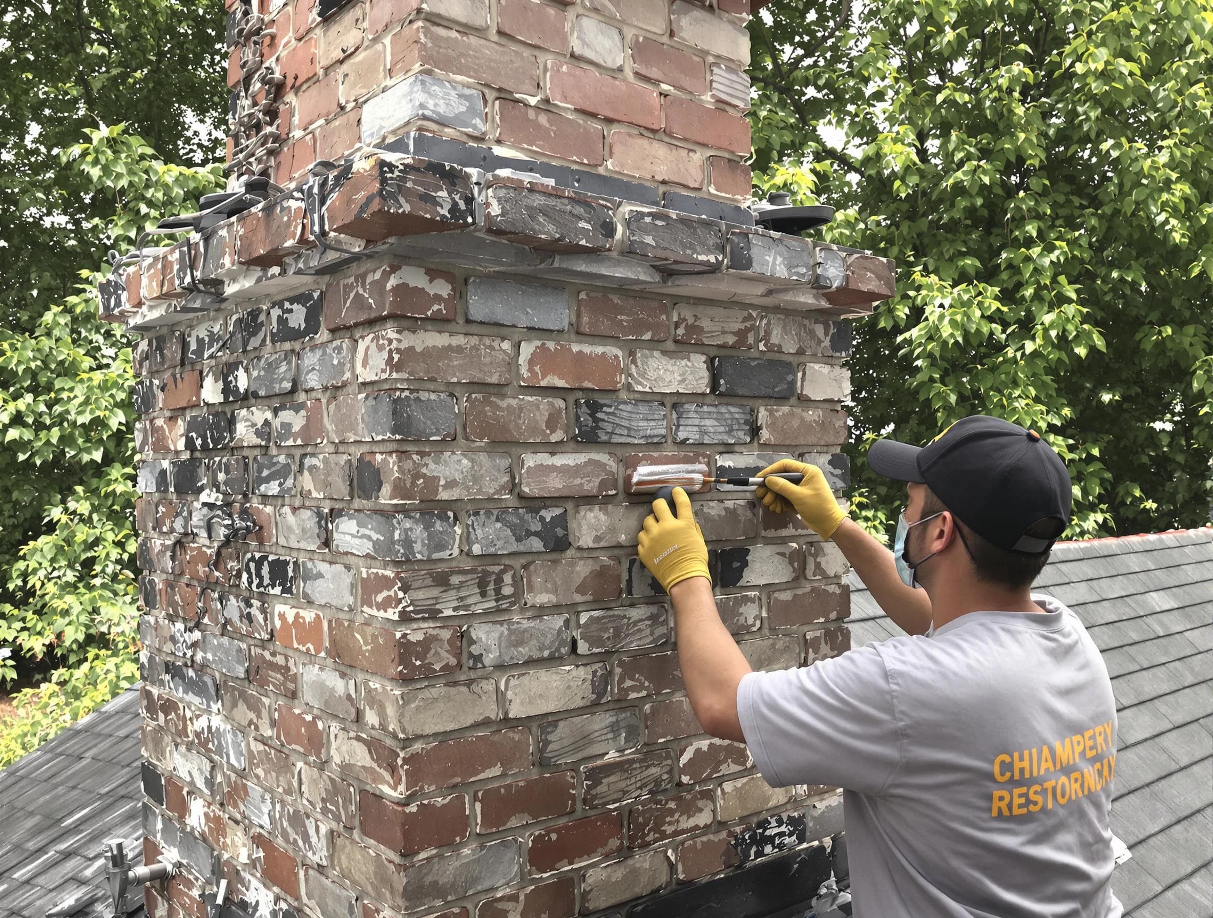 In-progress chimney restoration by Birmingham Chimney Sweep in Birmingham, AL