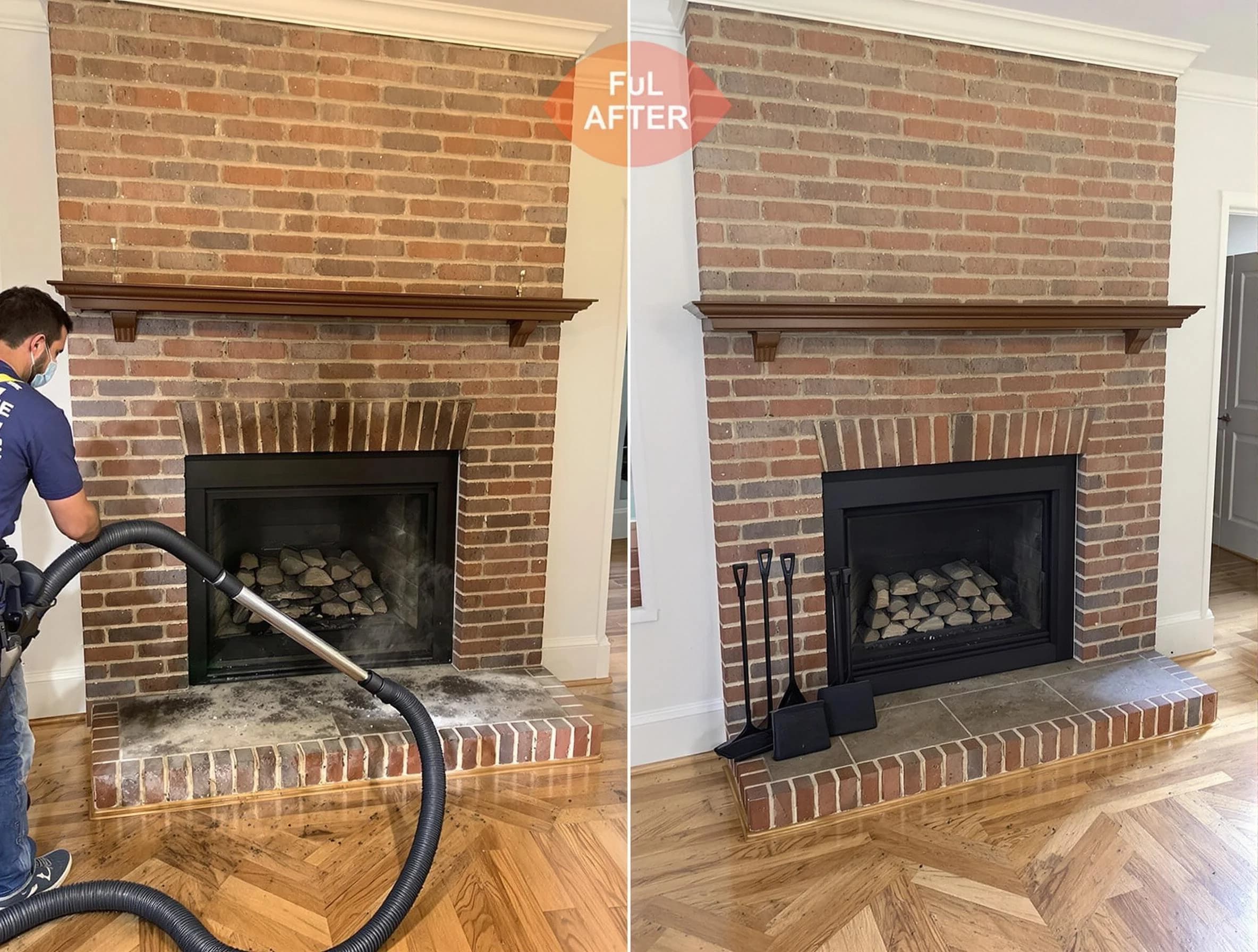 Birmingham Chimney Sweep carefully sanitizing a fireplace in Birmingham, AL