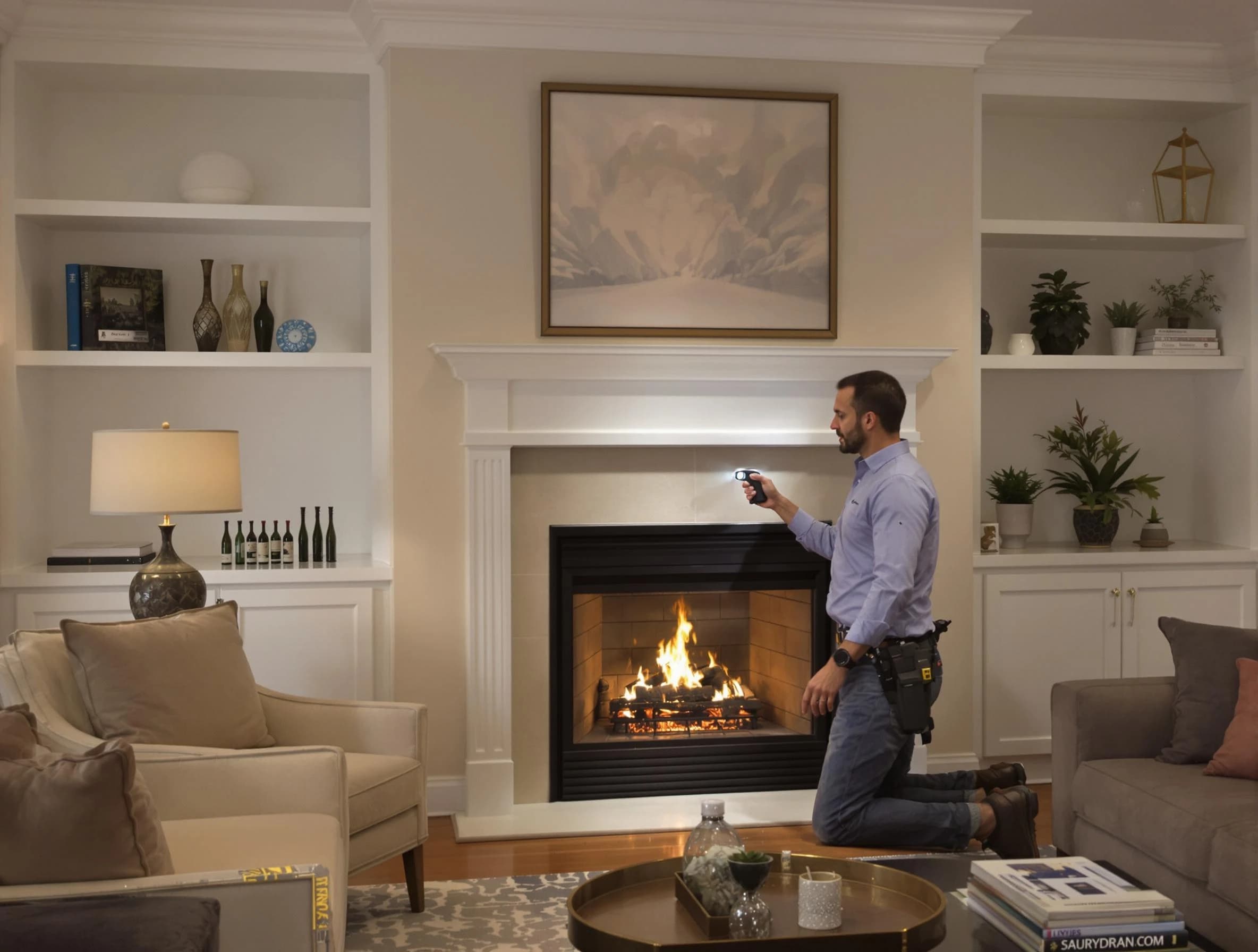 Birmingham Chimney Sweep conducting a fireplace safety inspection in Birmingham, AL