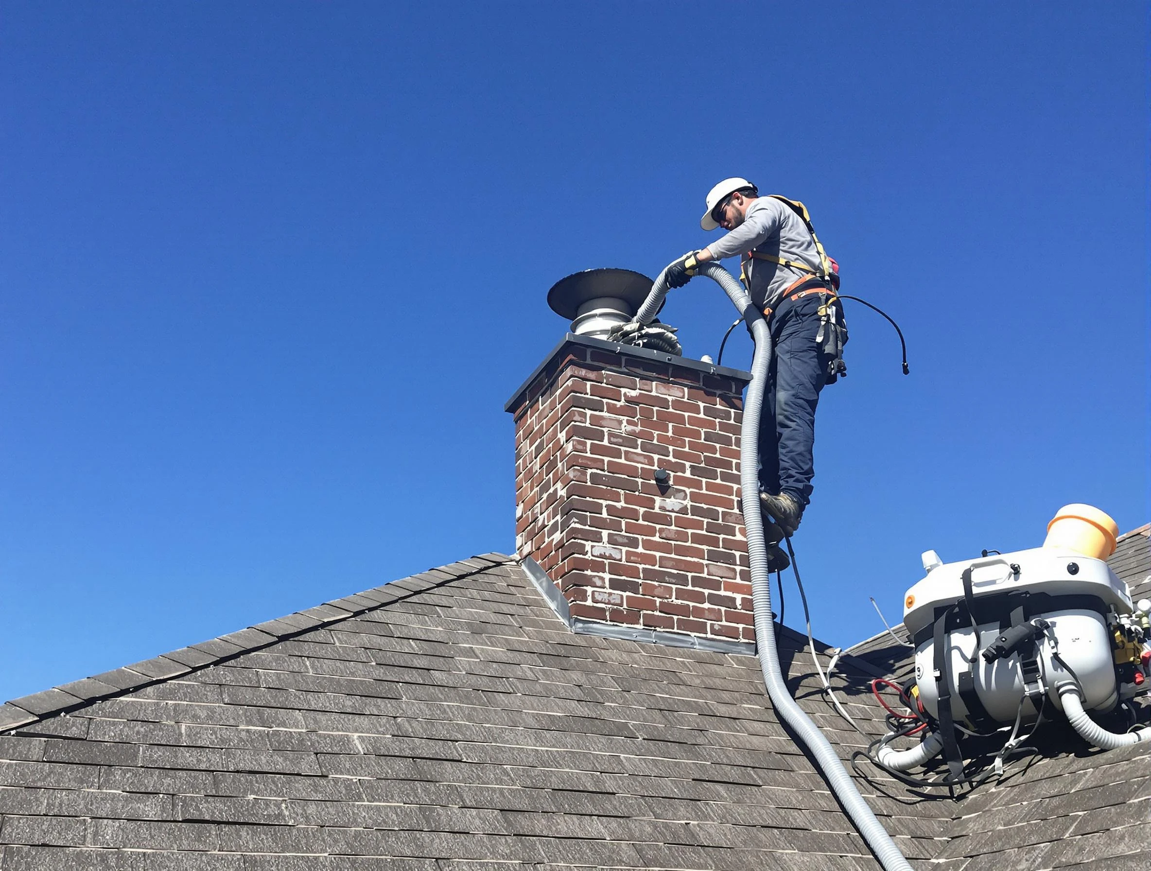 Dedicated Birmingham Chimney Sweep team member cleaning a chimney in Birmingham, AL
