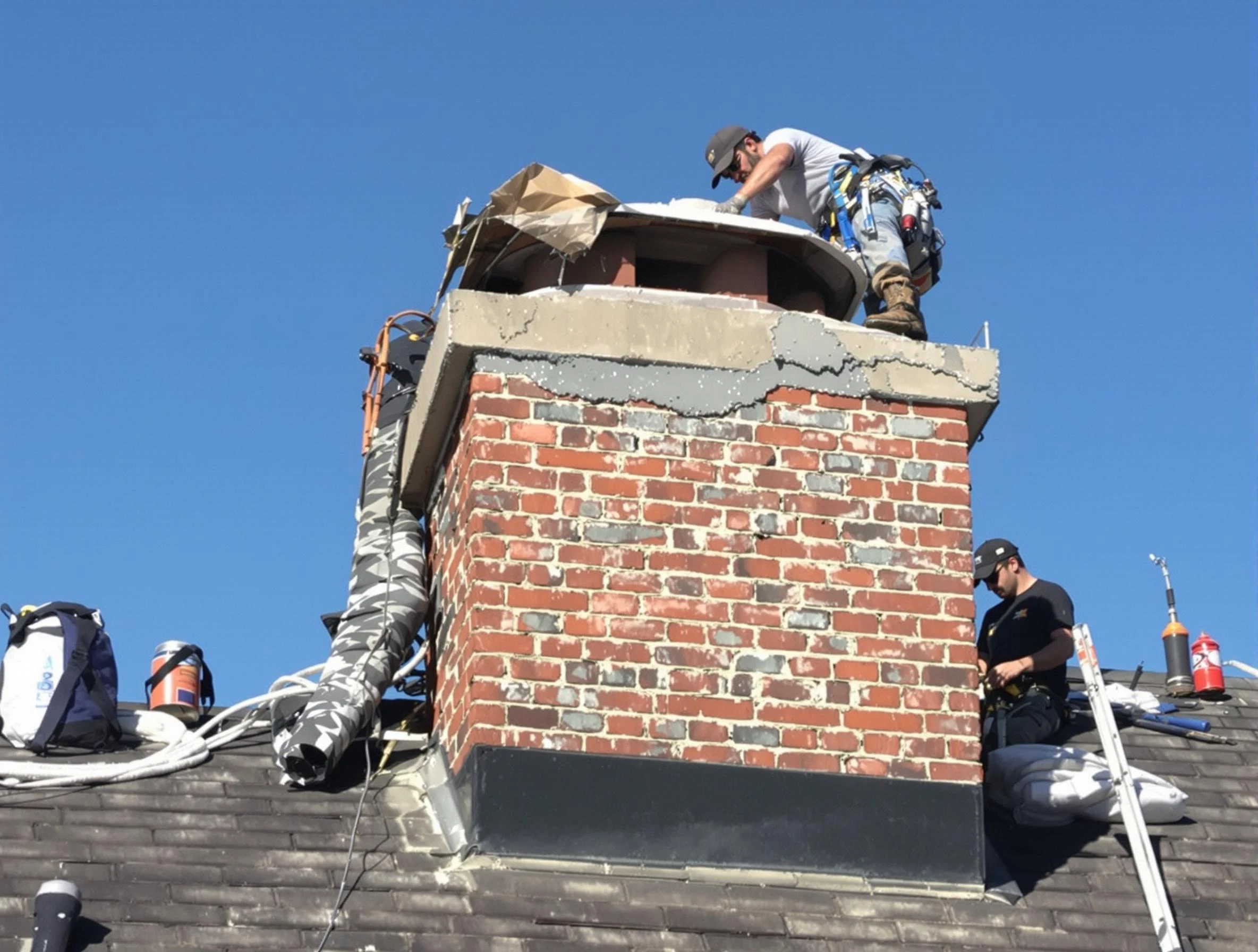Birmingham Chimney Sweep installing a custom chimney crown in Birmingham, AL
