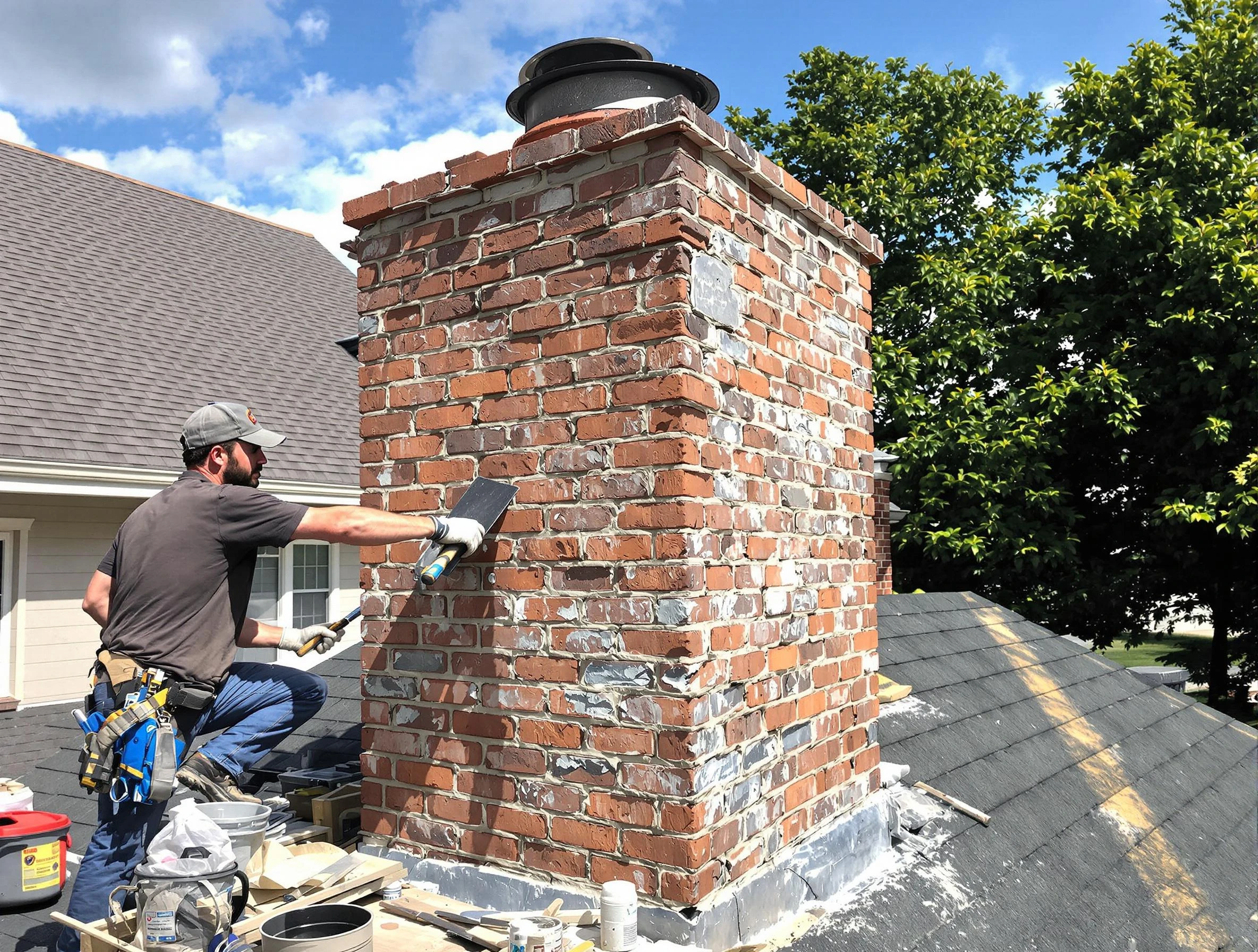 Completed chimney rebuild by Birmingham Chimney Sweep in Birmingham, AL